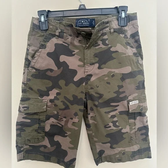Lucky Brand Shorts Boys L 14/16 Green Cargo Camo Adjustable Hunting Youth Kids - Picture 3 of 5